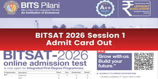 BITSAT 2026 Session 1 Admit Card Out; Exam From April 15-16